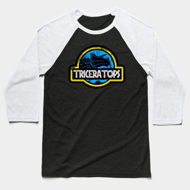 Jurassic Power Blue Baseball T-Shirt by tiranocyrus